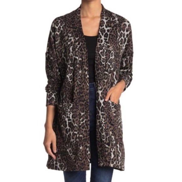 Sanctuary Sweaters - SANCTUARY NEW Leopard Print Open Duster Cardigan S